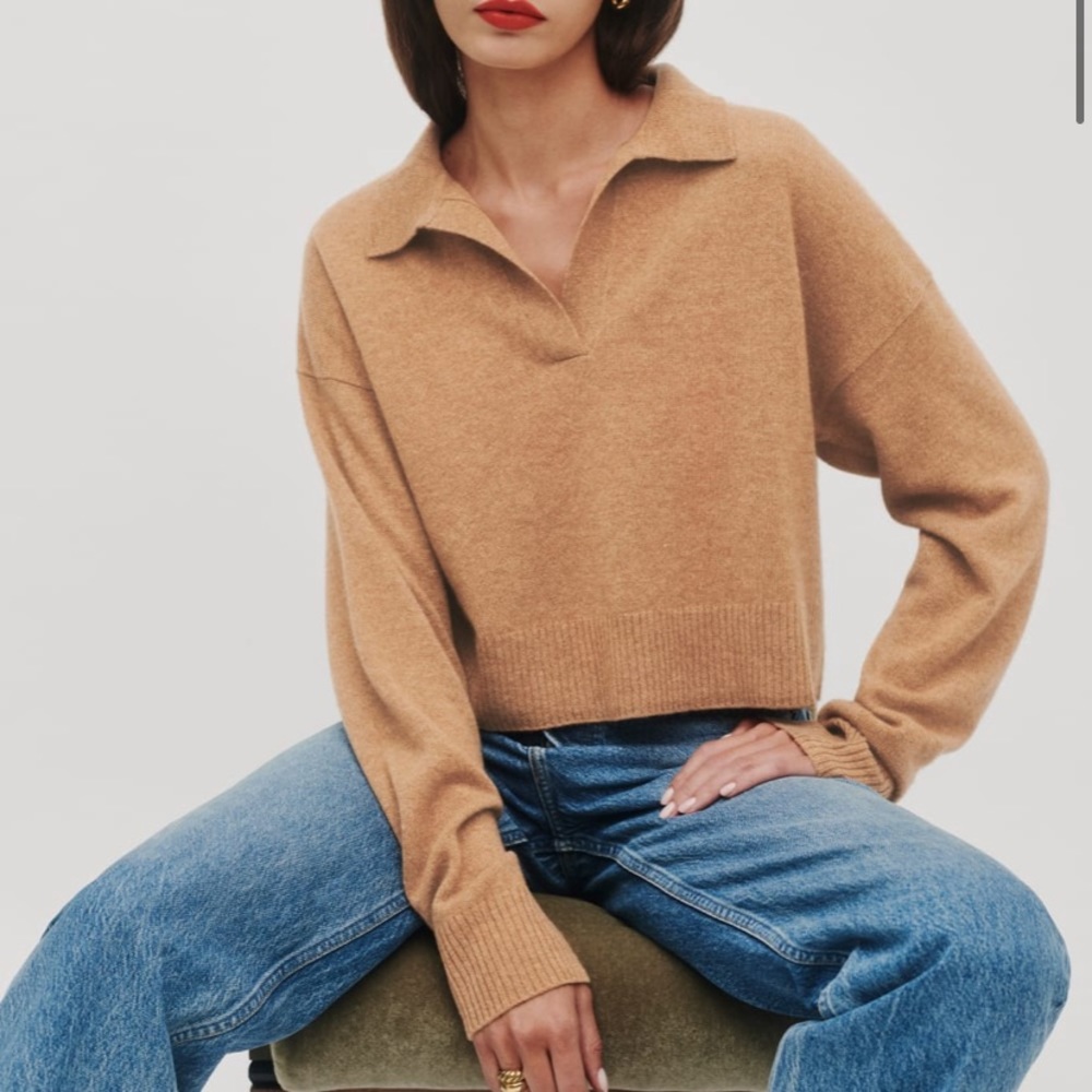 reformation cashmere polo sweater